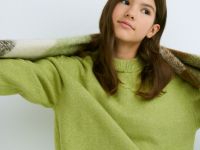 Вязаный джемпер для девочек, Зеленый