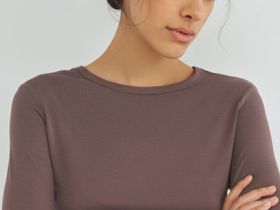 Лонгслив с содержанием модала и шёлка, Коричневый