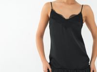 Платье с расклёшенной юбкой и кружевом, Черный