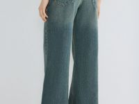 Широкие джинсы со средней посадкой, Синий