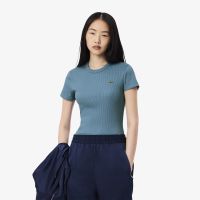 Женская футболка Lacoste приталенного кроя из хлопка в рубчик