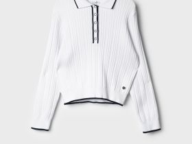 Джемпер трикотажный с воротником поло для девочек