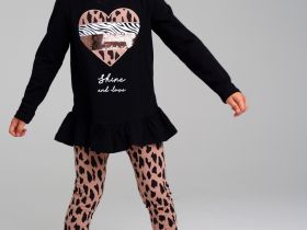 Комплект трикотажный для девочек: фуфайка (футболка с длинными рукавами), брюки (легинсы)