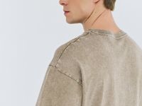 Базовая футболка с эффектом стирки, Бежевый