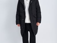 Однобортное пальто с капюшоном