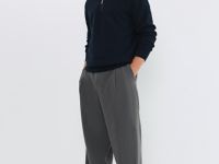 Текстурный джемпер на молнии, Синий