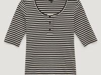 Блузка с округлым вырезом в полоску