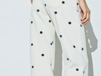 Прямые джинсы в горошек, Бежевый