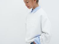 Свитшот с объёмным принтом для девочек, Белый