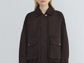 Бомбер из искусственной замши, Коричневый