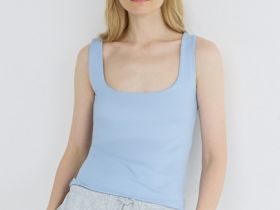Топ с широкими бретелями, Голубой