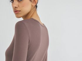 Лонгслив с содержанием модала и шёлка, Коричневый