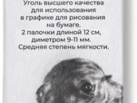 Уголь натуральный для рисования Малевичъ, ивовый, диаметр 9-11 мм, длина 12 см, 2 шт