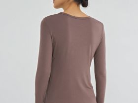 Лонгслив с содержанием модала и шёлка, Коричневый