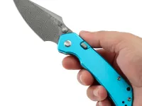 Складной нож Tenable Fenrir, сталь Damascus, рукоять алюминий, голубой