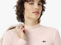 Лонгслив женский Lacoste хлопковый в рубчик