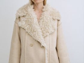 Дублёнка из искусственной замши и меха, Бежевый