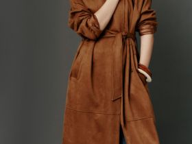 Тренч из искусственной замши, Желтый