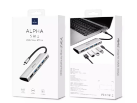 Адаптер Wiwu Alpha USB-C 5 в 1 на USB 3.0*2/HDMI/PD/3.5 (M X Pro) (Grey)