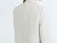 Двубортный жакет из вискозы и льна, Бежевый