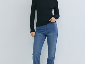 Лонгслив в рубчик, Черный