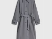 Однобортный длинный плащ, Серый