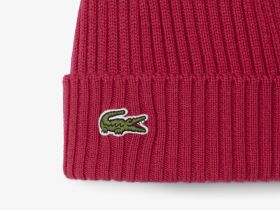 Шерстяная шапка Lacoste унисекс в рубчик