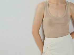 Вязаная майка в рубчик с люрексом, Золотой