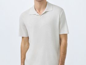Вязаное поло с коротким рукавом, Серый