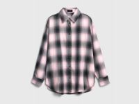 Рубашка в клетку со стразами, Розовый