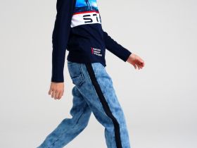 Брюки текстильные джинсовые утепленные флисом для мальчиков