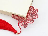 Закладка для книг с кисточкой "Иероглиф Счастье" (нержавеющая сталь)