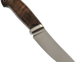 Охотничий нож КМЕТЬ Воронёнок, порошковая сталь M390, рукоять стабилизированная карельская береза