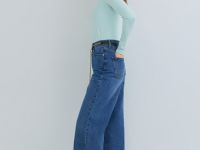 Широкие джинсы Wide leg с ремнём, Синий