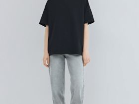 Прямые джинсы с высокой посадкой, Серый