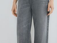 Широкие джинсы с высокой посадкой, Серый