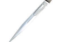 Сувенирный кавказский кинжал K-01, мельхиор, кожа