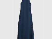 Сатиновое платье с американской проймой, Синий