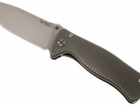 Нож складной LionSteel SR2 G (GREY) Mini, сталь Uddeholm Sleipner® Satin, рукоять титан по технологии Solid®, серый
