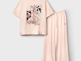 Комплект трикотажный для девочек: фуфайка (футболка), брюки