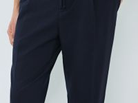 Брюки из текстурного льна, Синий