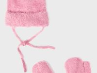 Комплект трикотажный для девочек: шапка, варежки