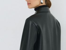 Плащ из искусственной кожи, Черный