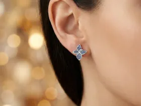 Пусеты из серебра с сапфирами э0677пс08240363