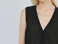 Прозрачный вязаный жилет, Черный