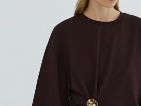 Футболка с брошью, Коричневый