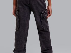 Брюки текстильные джинсовые для девочек