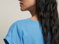 Блузка с коротким рукавом и добавлением льна