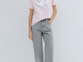 Футболка с принтом, Розовый