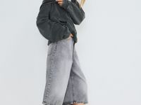 Джинсовые шорты-бермуды с высокой посадкой, Серый